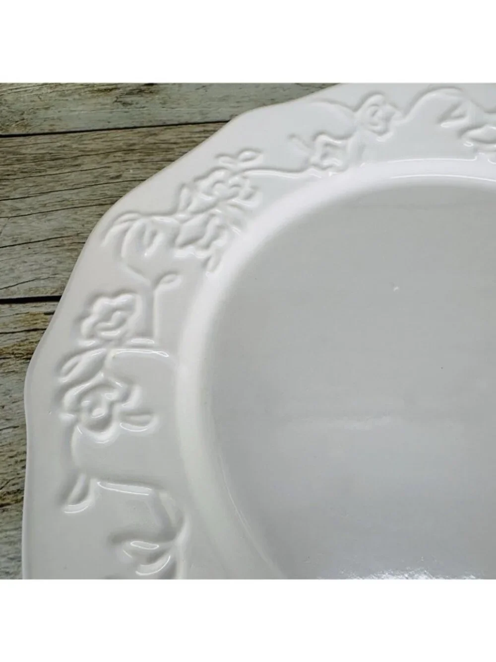 Better Homes And Gardens SUMMERDALE ROSE WHITE Stoneware Dinner Plates Set of 4
